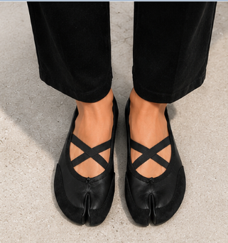 Mary Jane Tabi à Brides Croisées — Noir