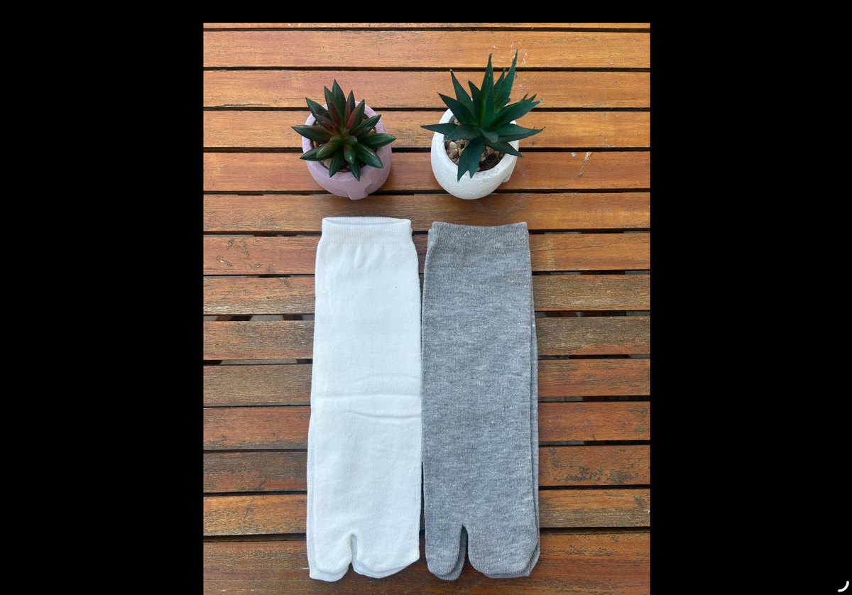2 Paires de Chaussettes Tabi – Blanc et Gris