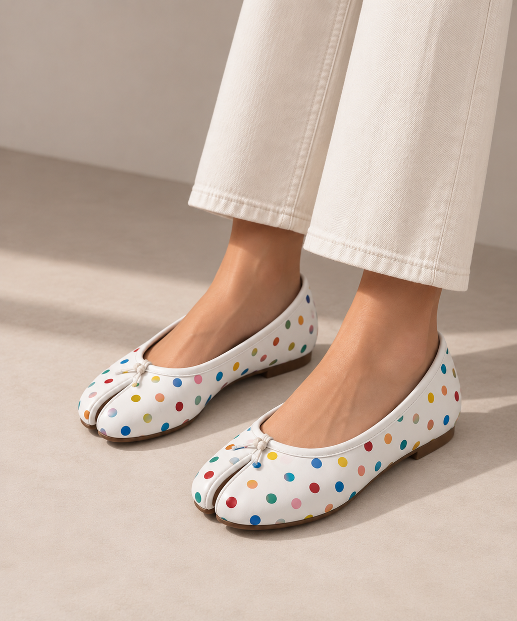 Ballerine Tabi à Pois — Noir Multicolore