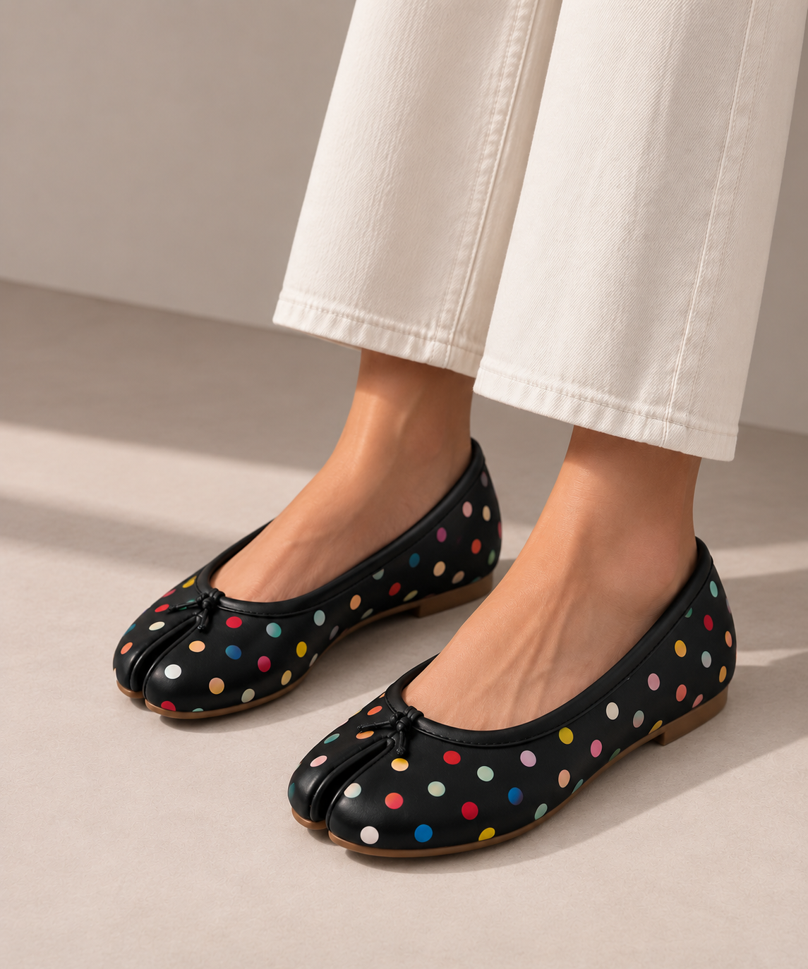 Ballerine Tabi à Pois — Noir Multicolore