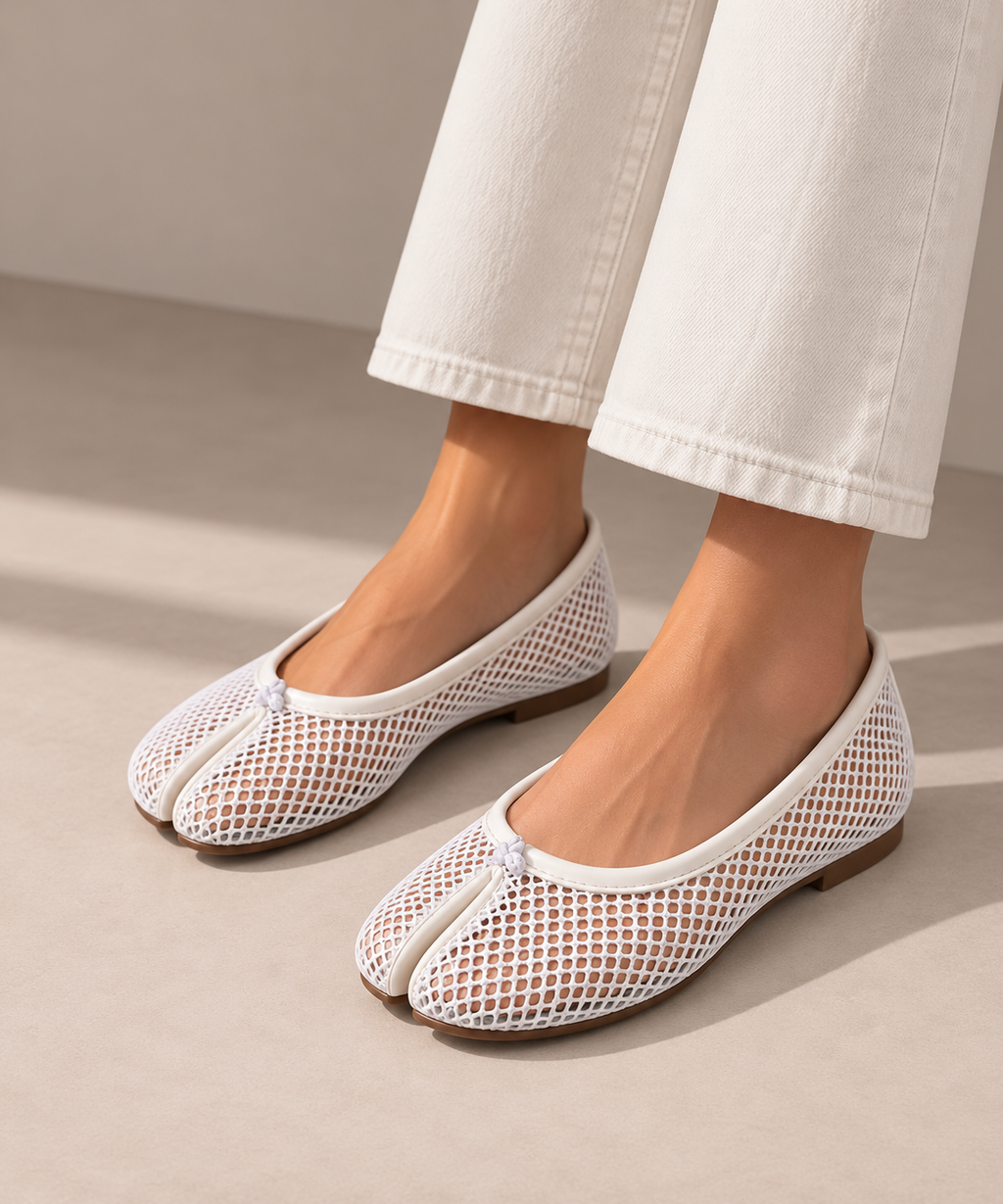 Ballerine Tabi Résille — Blanc