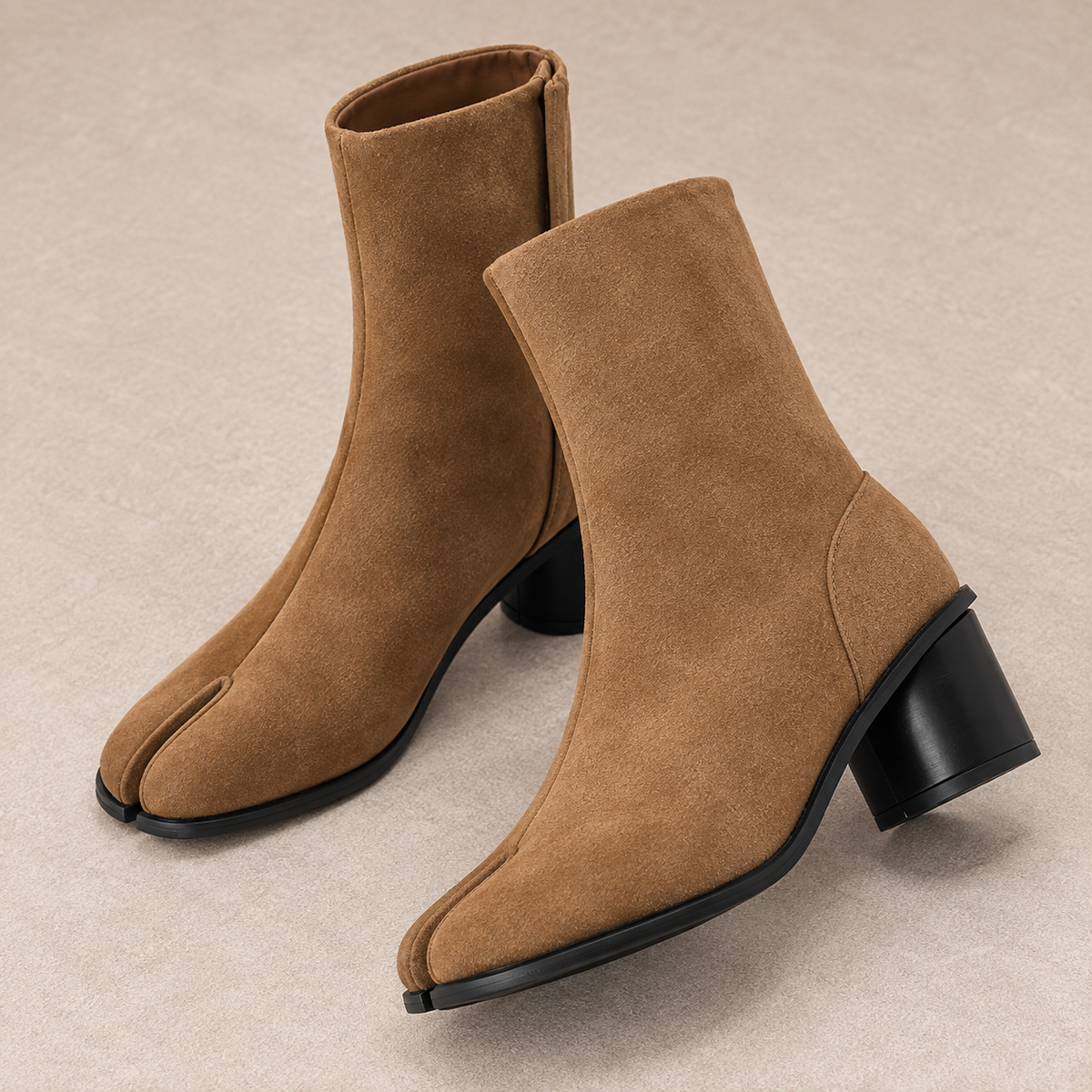 Bottine Tabi à Talons Marron – Effet Daim