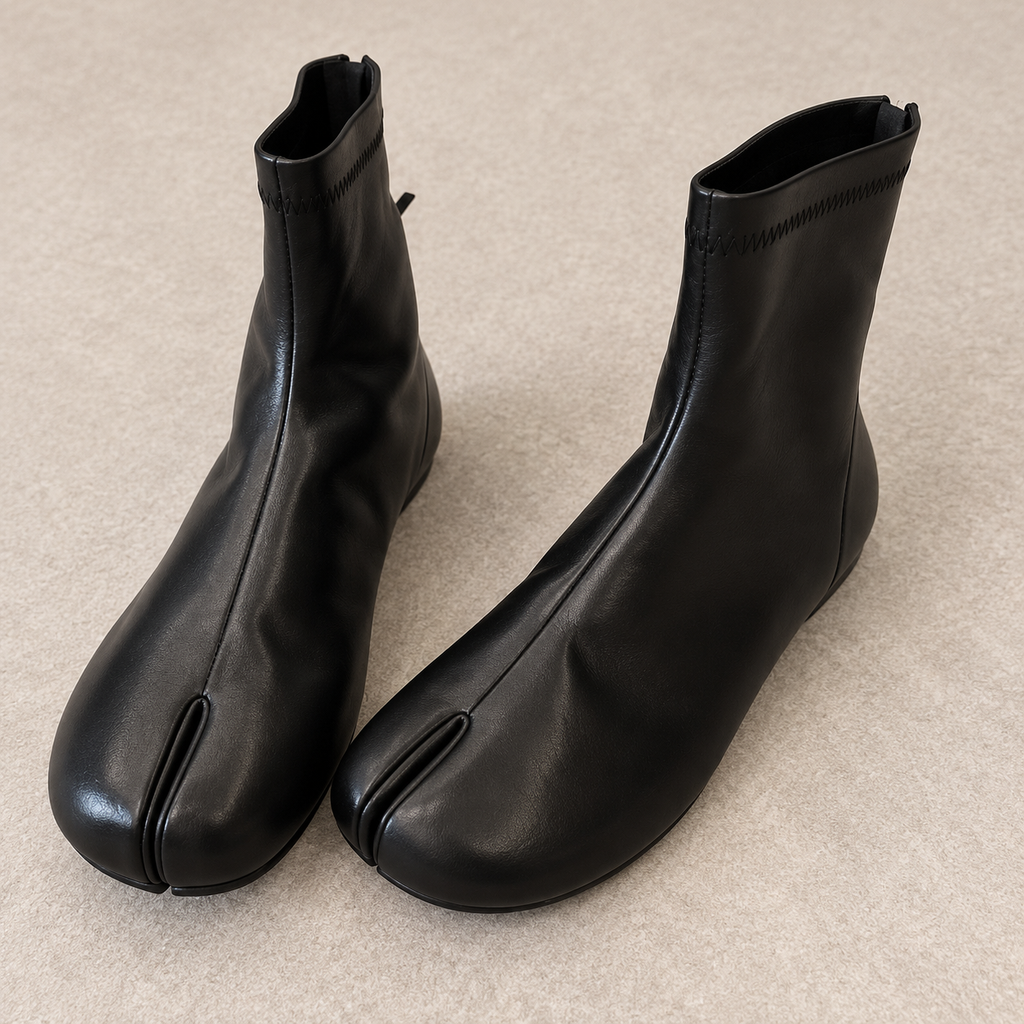 Bottine Tabi Noir – Fermeture zippée à l’arrière