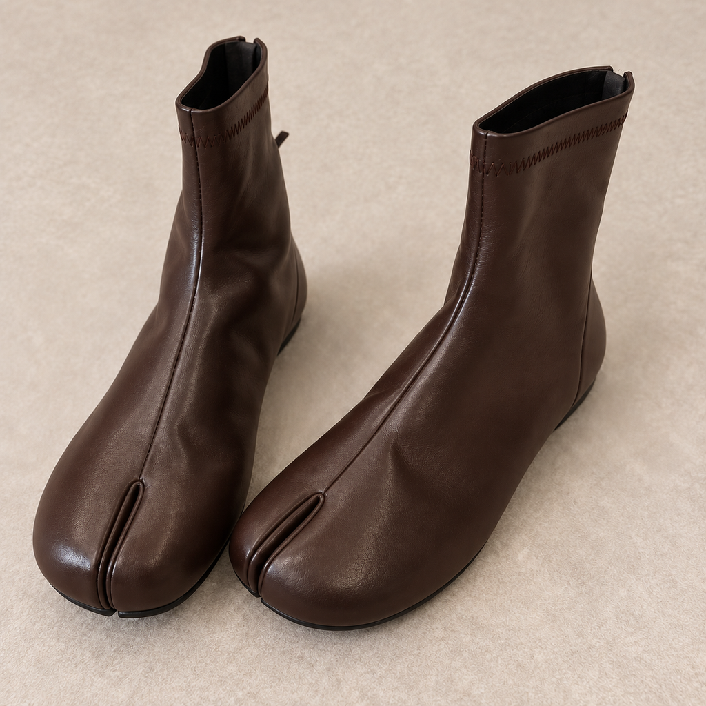 Bottine Tabi Marron – Fermeture zippée à l’arrière