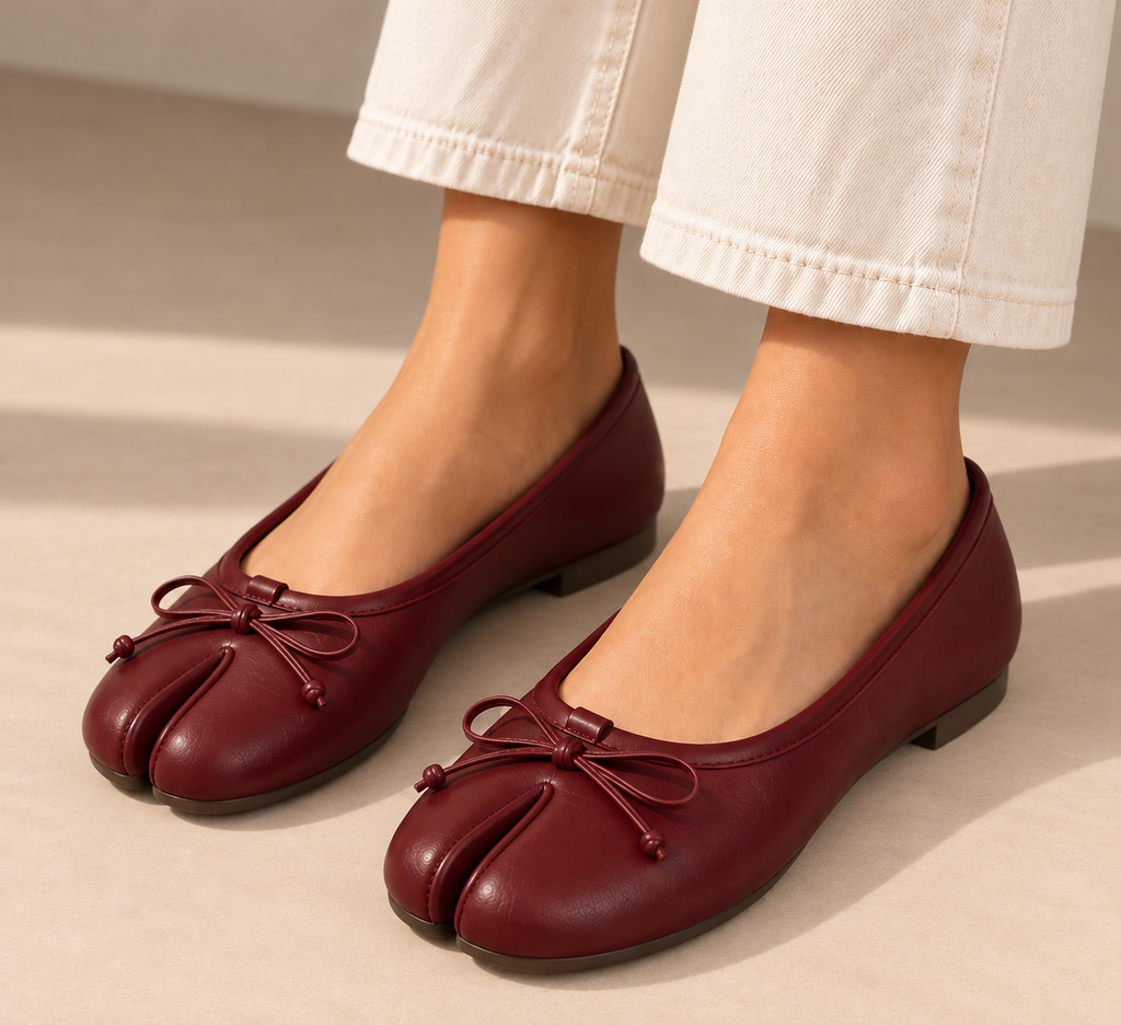 Ballerine Tabi à Nœud — Rouge