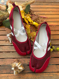 Mary Jane Tabi à Brides Croisées – Rouge