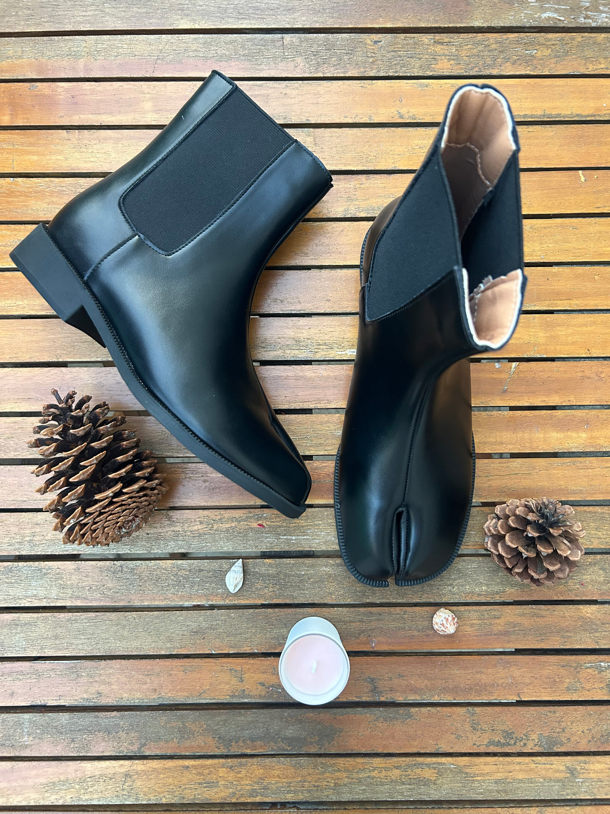 Bottines Chelsea Tabi Noir – Semelle Plat