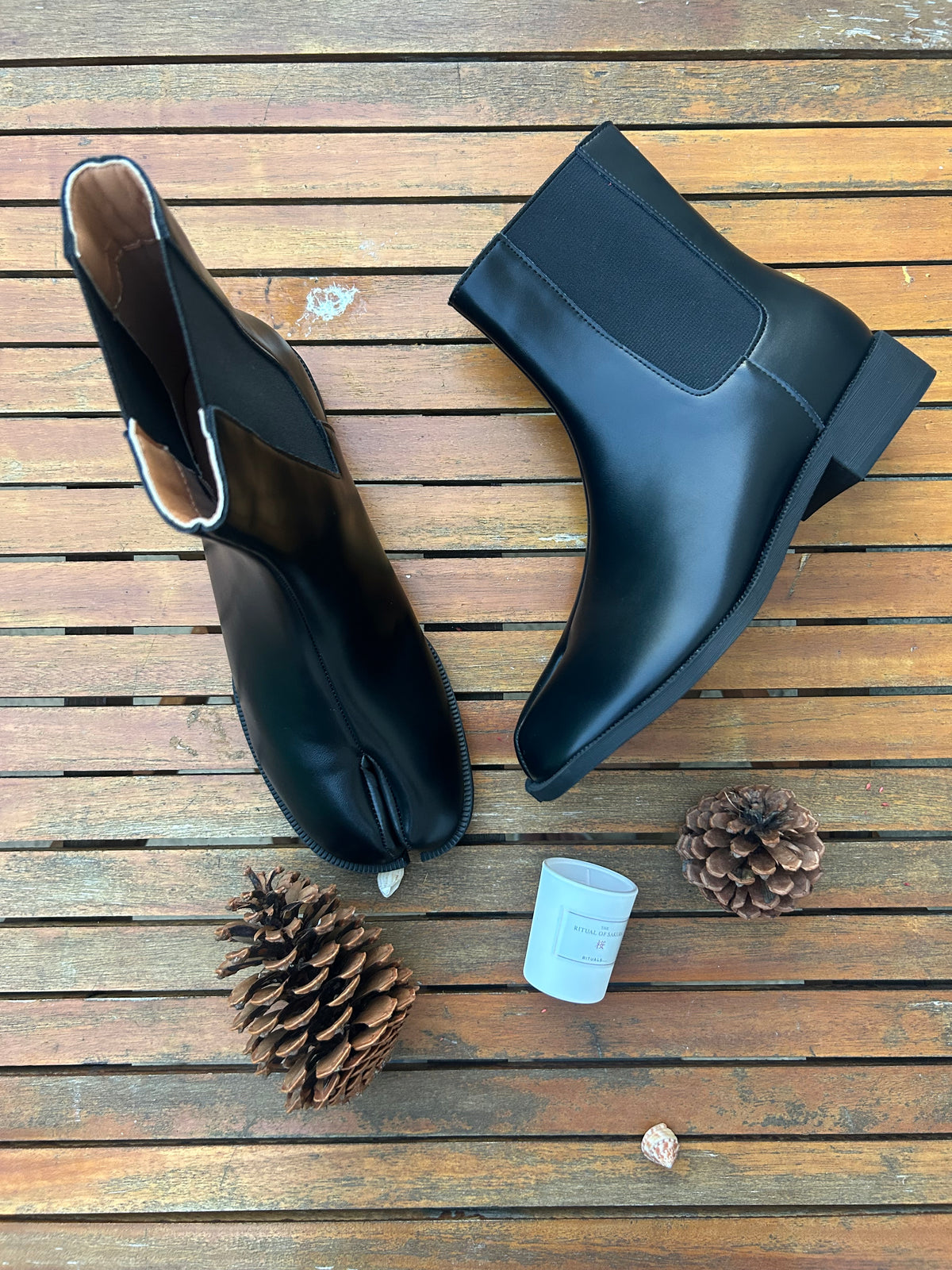 Bottines Chelsea Tabi Noir – Semelle Plat