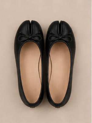 Ballerine Tabi à Nœud — Noir