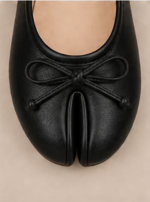 Ballerine Tabi à Nœud — Noir