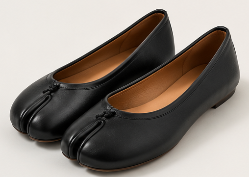 Ballerines Tabi classiques en cuir noir pour femme - House Of The Tabi