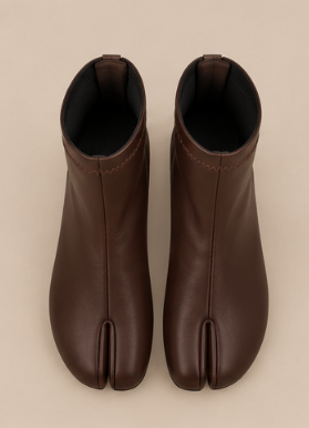 Bottine Tabi Marron – Fermeture zippée à l’arrière