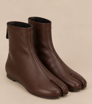 Bottine Tabi Marron – Fermeture zippée à l’arrière