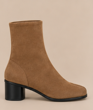 Bottine Tabi à Talons Marron – Effet Daim