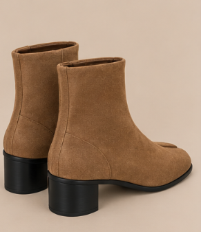 Bottine Tabi à Talons Marron – Effet Daim