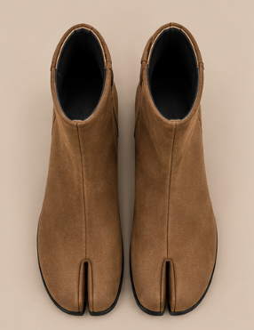 Bottine Tabi à Talons Marron – Effet Daim