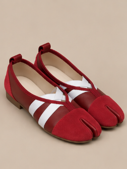 Mary Jane Tabi à Brides Croisées – Rouge