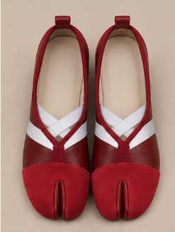 Mary Jane Tabi à Brides Croisées – Rouge