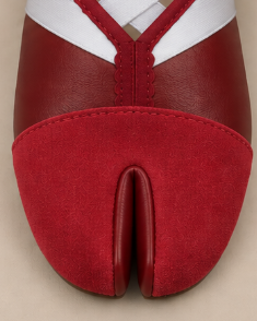 Mary Jane Tabi à Brides Croisées – Rouge