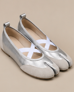 Mary Jane Tabi à Brides Croisées — Argenté