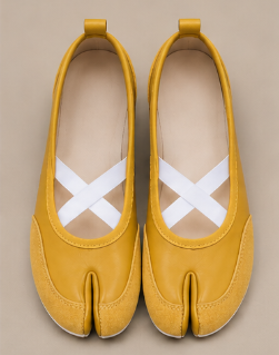 Mary Jane Tabi à Brides Croisées — Jaune