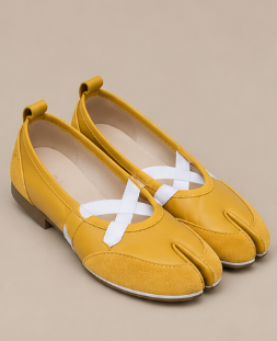 Mary Jane Tabi à Brides Croisées — Jaune