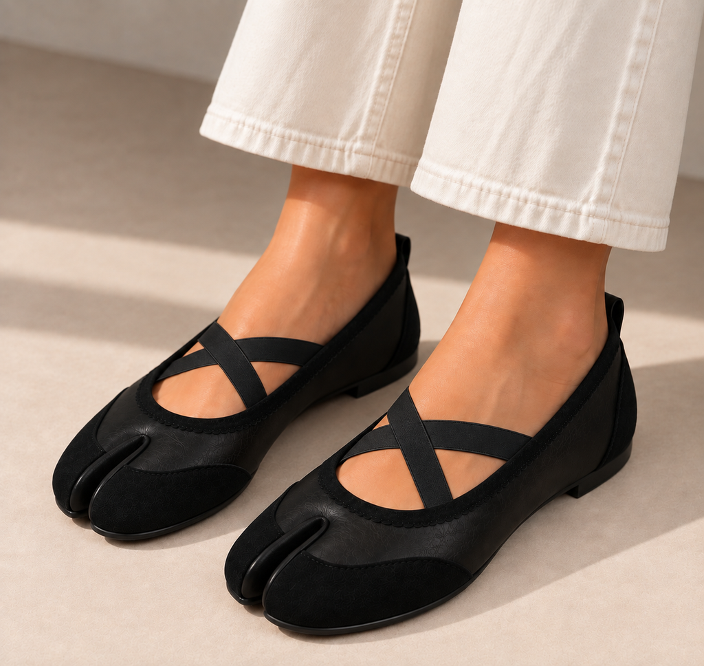 Mary Jane Tabi à Brides Croisées — Noir