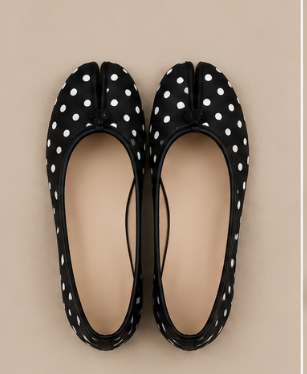 Ballerine Tabi à Pois — Noir & Blanc