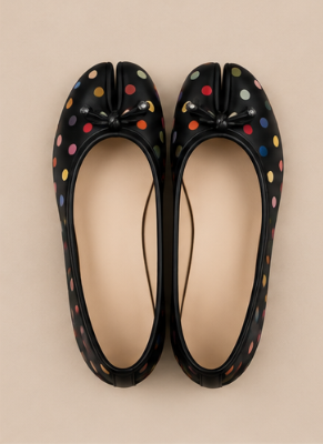 Ballerine Tabi à Pois — Noir Multicolore