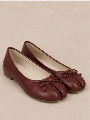 Ballerine Tabi à Nœud — Rouge
