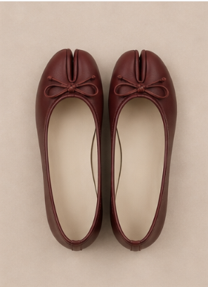 Ballerine Tabi à Nœud — Rouge